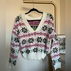 PINK bright colored Christmas sweater